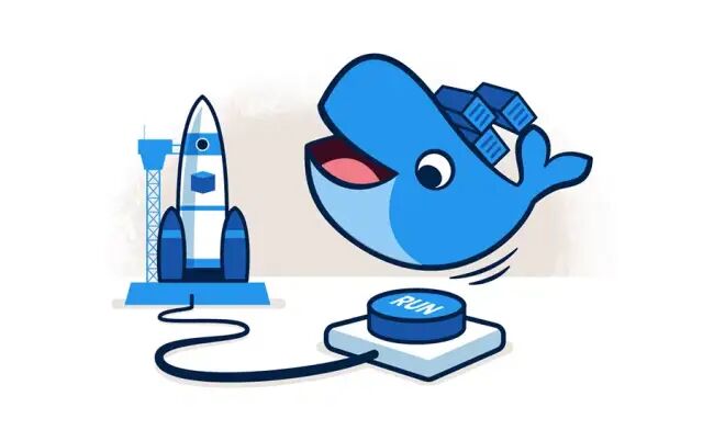 Docker容器运行概念卡通插画