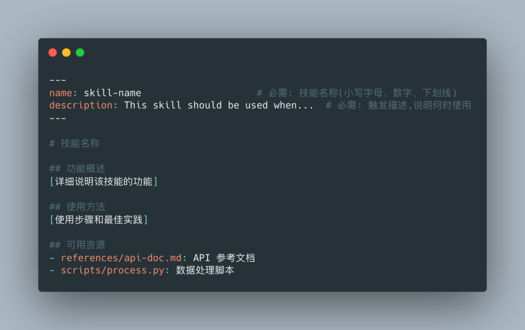 SKILL.md 配置文件模板示例