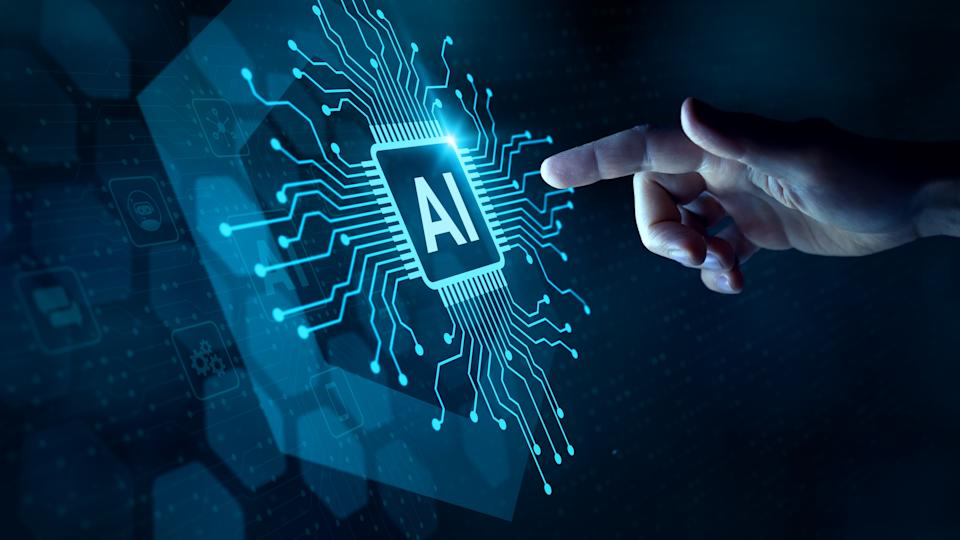 指向AI芯片的示意图