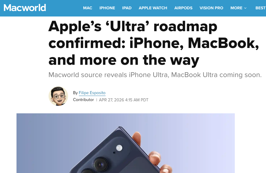 Macworld关于苹果Ultra产品线报道截图