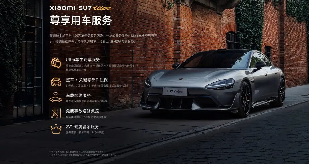 介绍小米SU7 Ultra“尊享用车服务”的宣传图