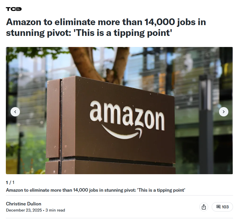 亚马逊裁员新闻标题截图