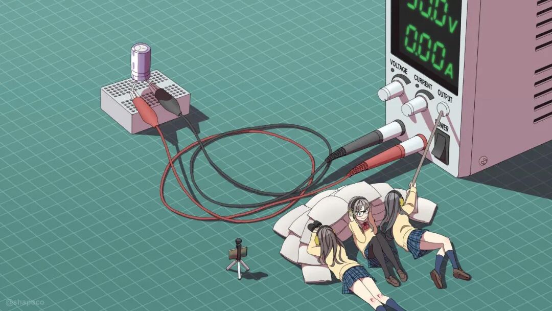 动漫风格电子实验场景插画