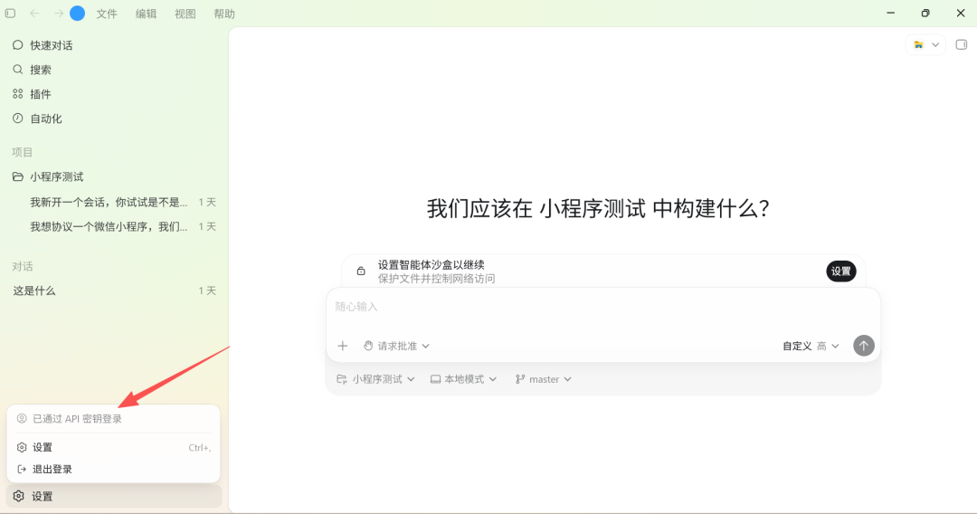 Codex显示通过API密钥登录成功