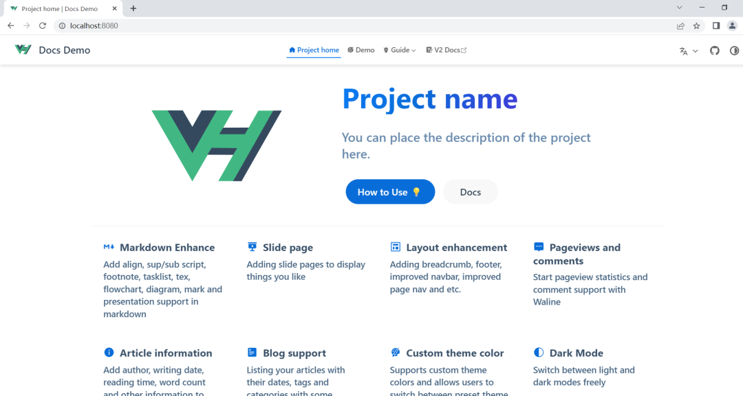 VuePress主题hope的docs类型默认首页