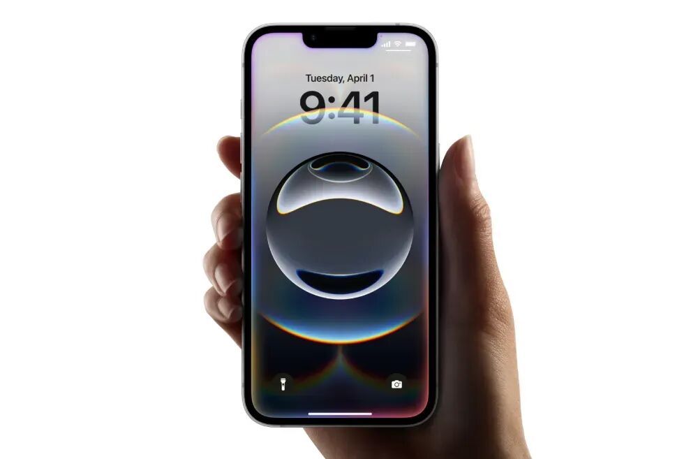 显示锁屏界面的iPhone手机图，时间为9:41，日期为4月1日