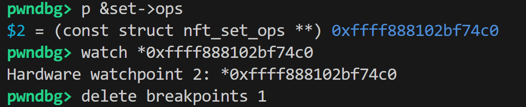 设置硬件断点监控 ops 指针的变化