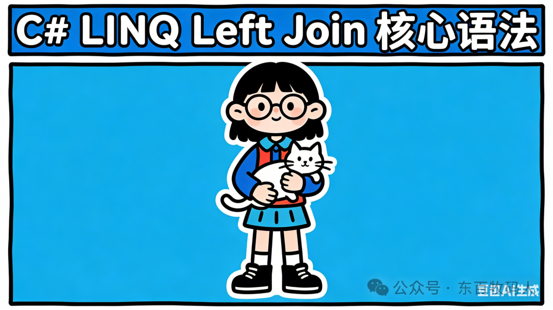 C# LINQ左连接教学卡通插画