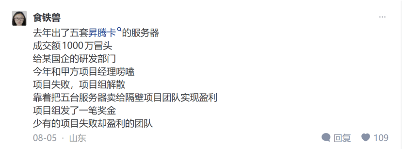 大模型一体机硬件增值的社交媒体评论截图