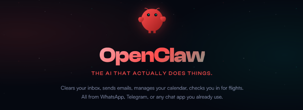OpenClaw项目宣传图，展示AI助理功能