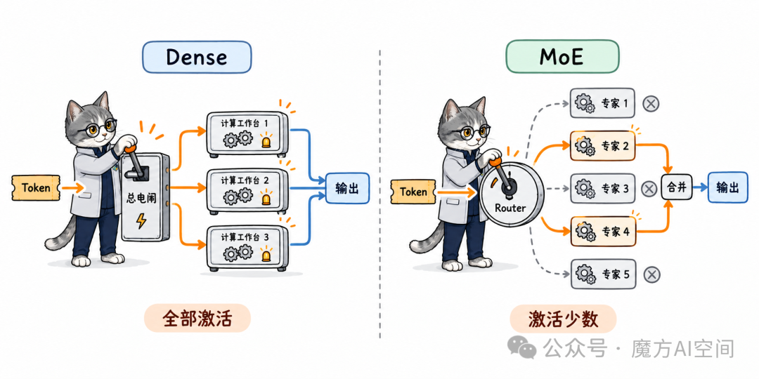 Dense与MoE路由对比