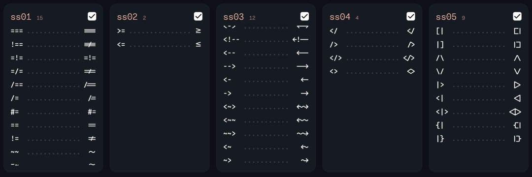 Monaspace 代码连字示例