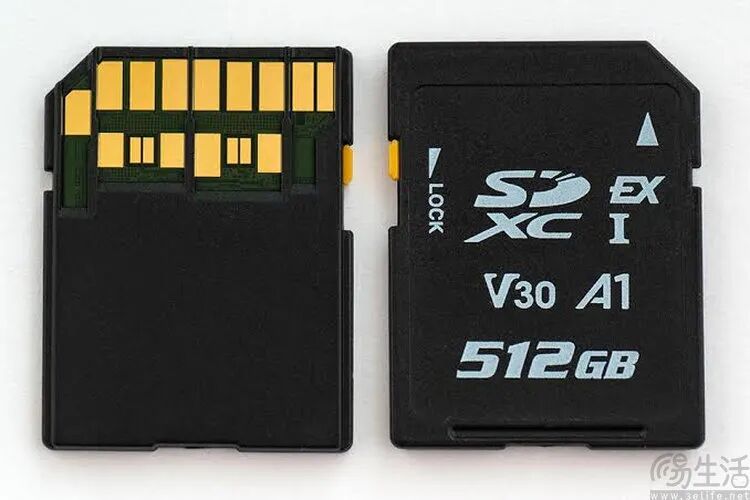 SDXC EX I背面标注512GB V30 A1