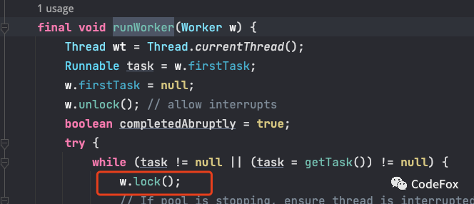 runWorker方法加锁代码截图