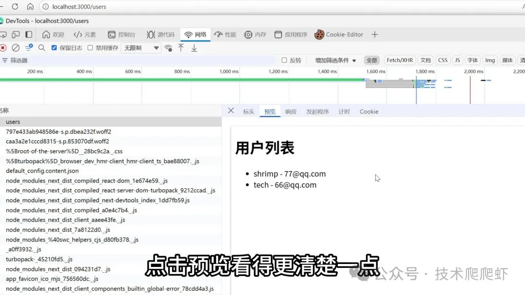 预览返回的 HTML 结构中的用户数据