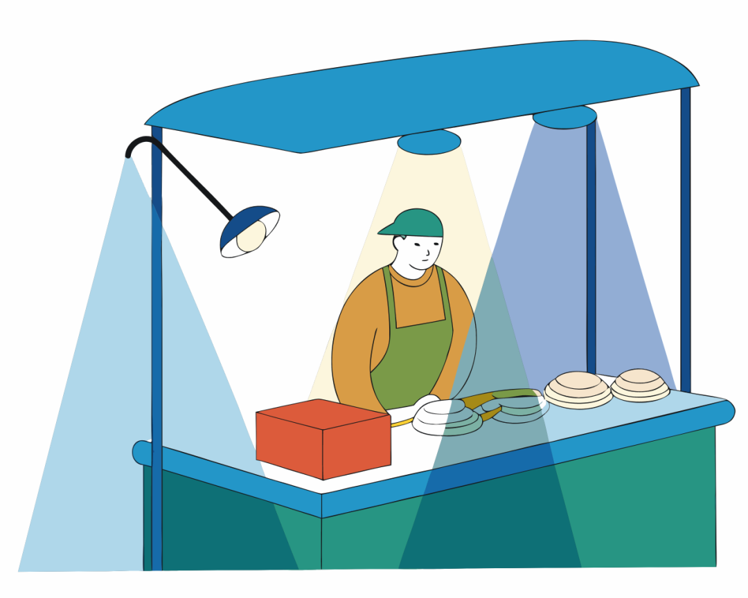 街头早餐摊工作场景