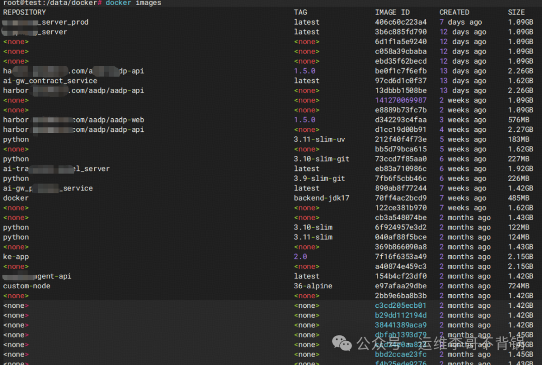Docker images 命令显示大量无标签镜像