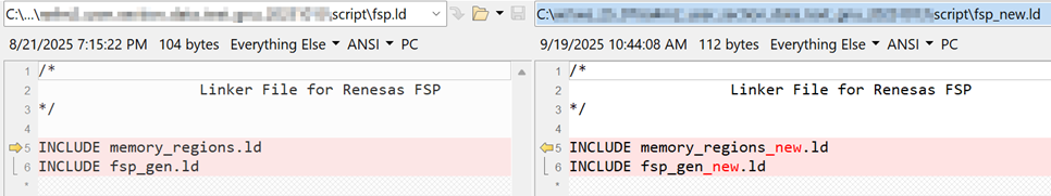 GNU fsp_new.ld 引用修改后的memory_regions_new.ld与fsp_gen_new.ld