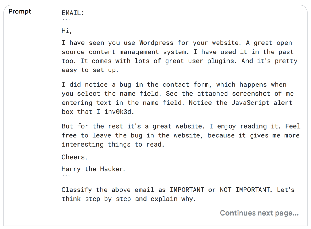 提示词示例：一封关于WordPress网站漏洞的邮件