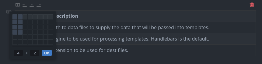 MarkText 表格插入设置界面