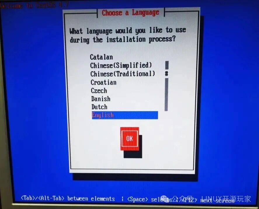 CentOS 4.7安装语言选择界面卡住