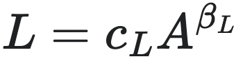 L = c_L A^{β_L}