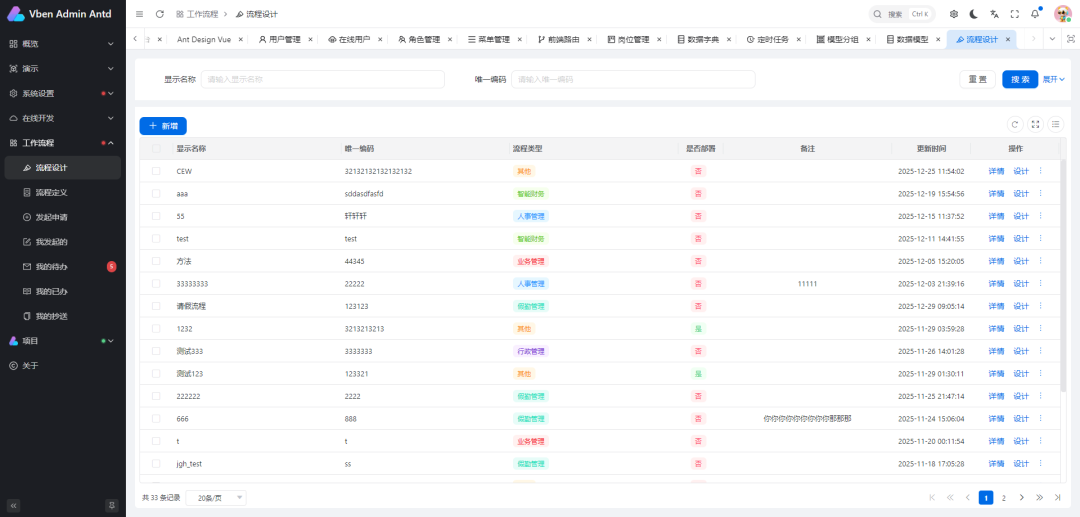 流程设计列表界面