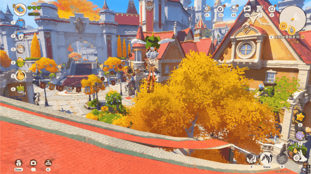 游戏内王国城堡广场的3D复刻场景,秋意盎然