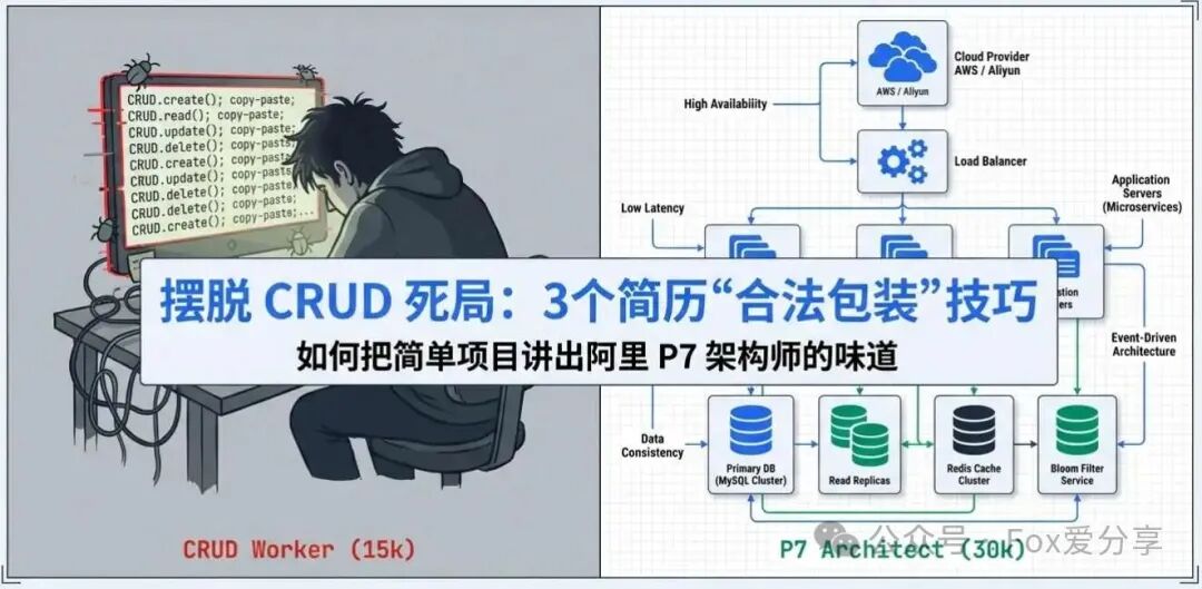 CRUD工作与架构师思维对比图