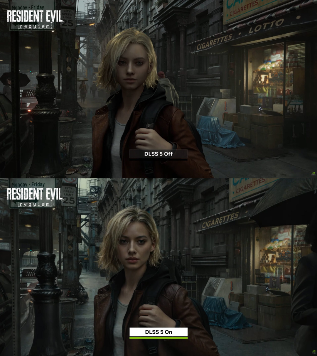 《生化危机：安魂曲》DLSS 5开启与关闭画面对比