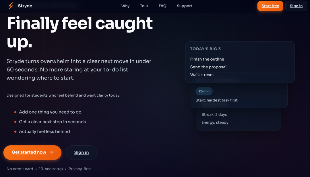 Stryde效率规划工具主页