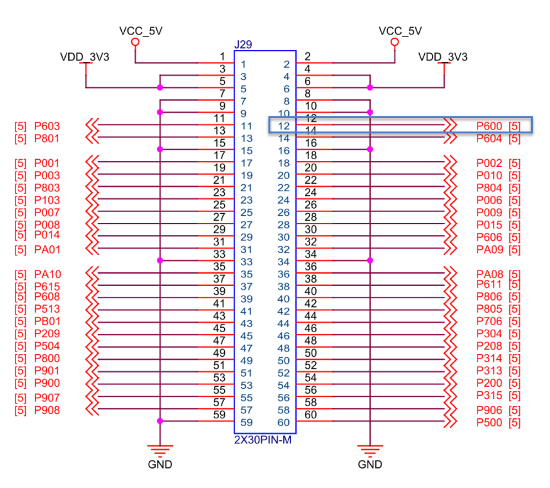 RA6M5开发板PWM输出引脚P600原理图