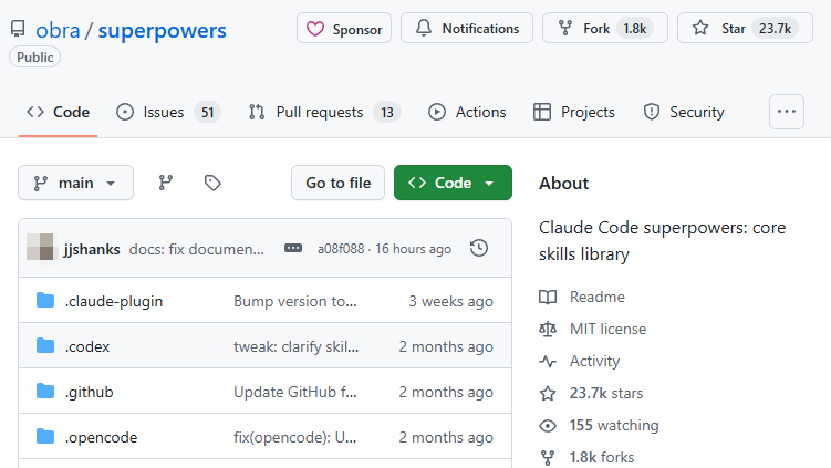obra/superpowers 仓库详情