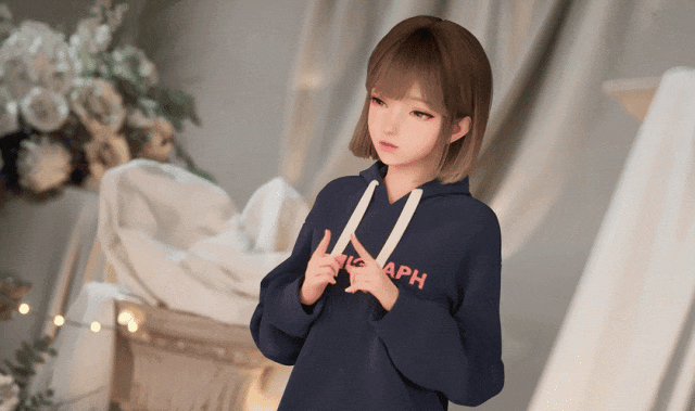 Ria身穿SEMIGRAPH卫衣的动作动图