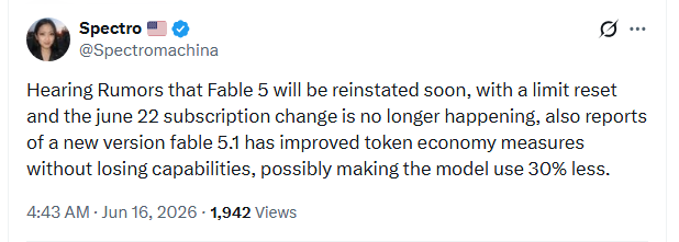 Fable 5可能恢复使用的传言截图