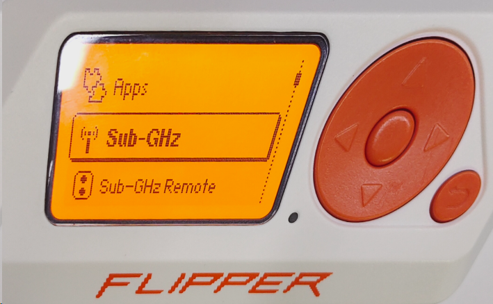 Flipper Zero主菜单，选中Sub-GHz选项