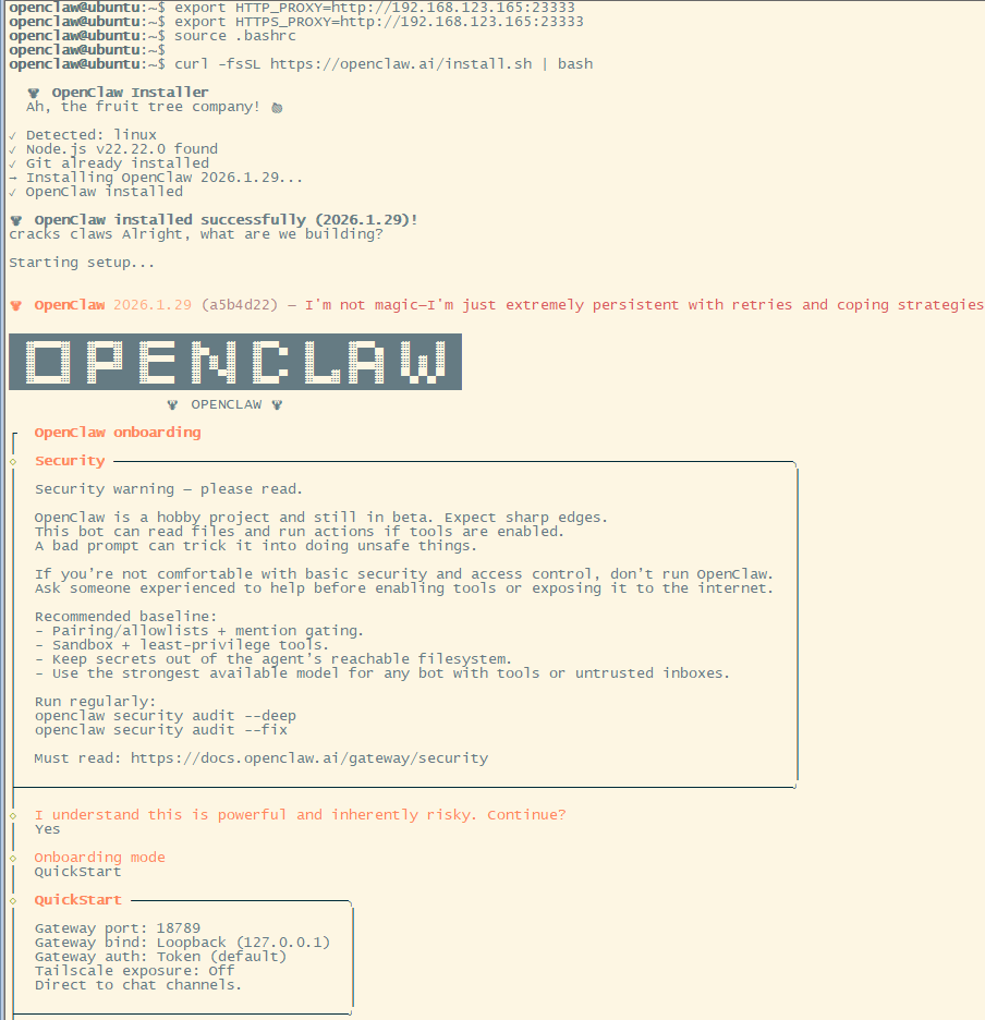 OpenClaw安装启动界面