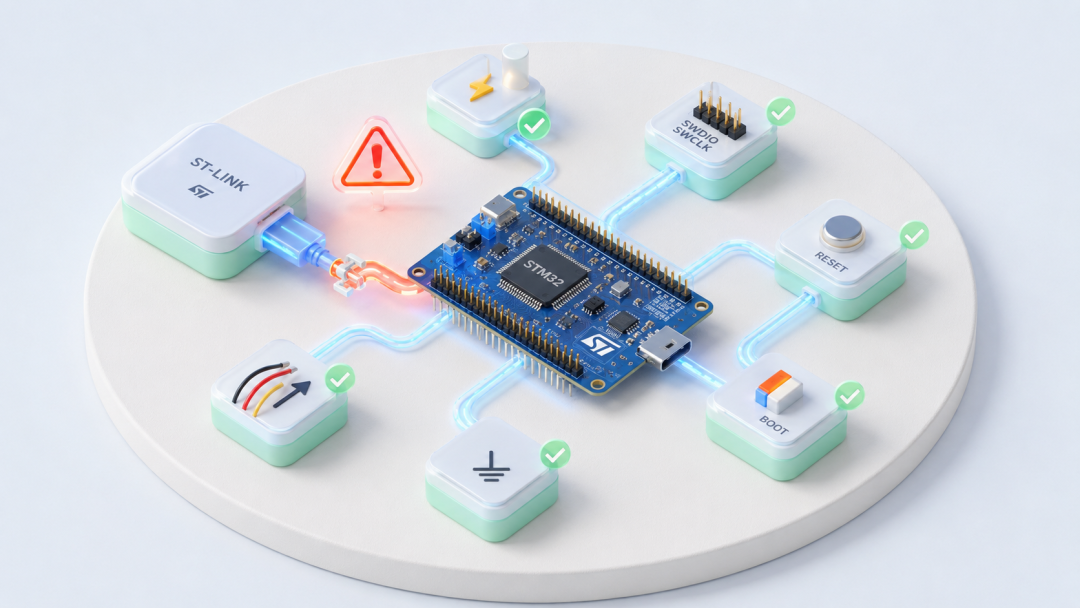 STM32 ST-Link SWD连接示意图