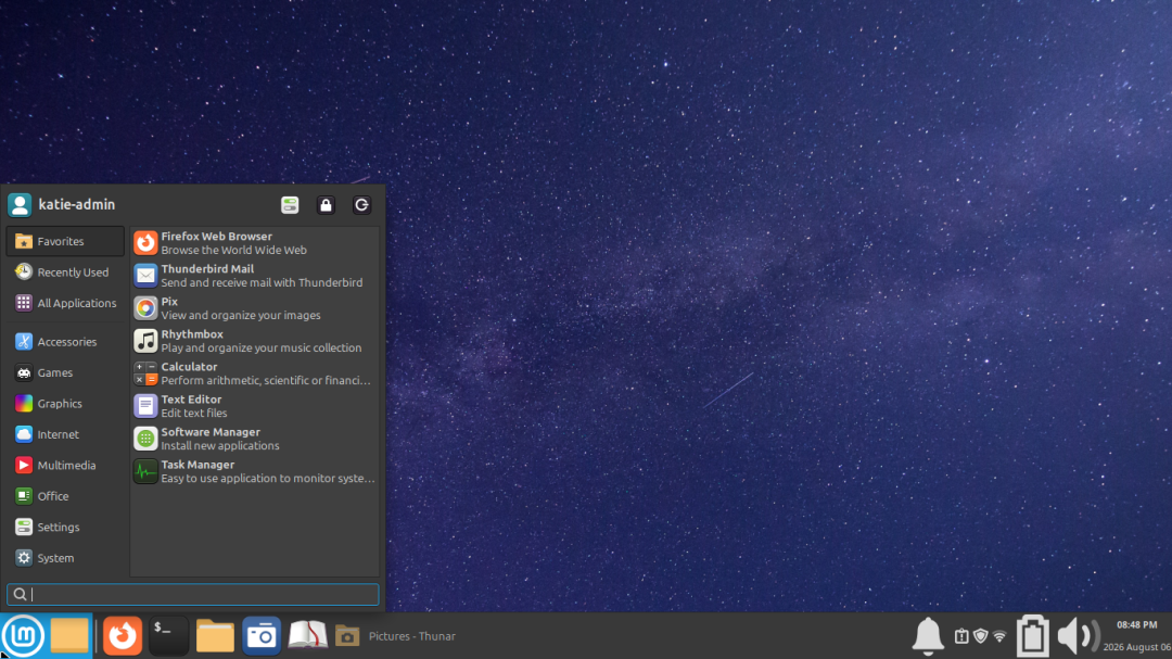 Linux Mint 应用菜单与系统界面