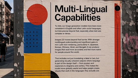 展示多语言能力与图像编辑的创意海报