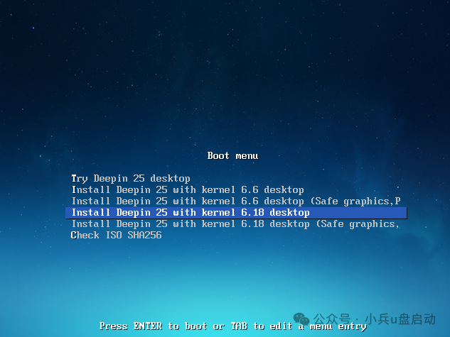 deepin安装启动菜单