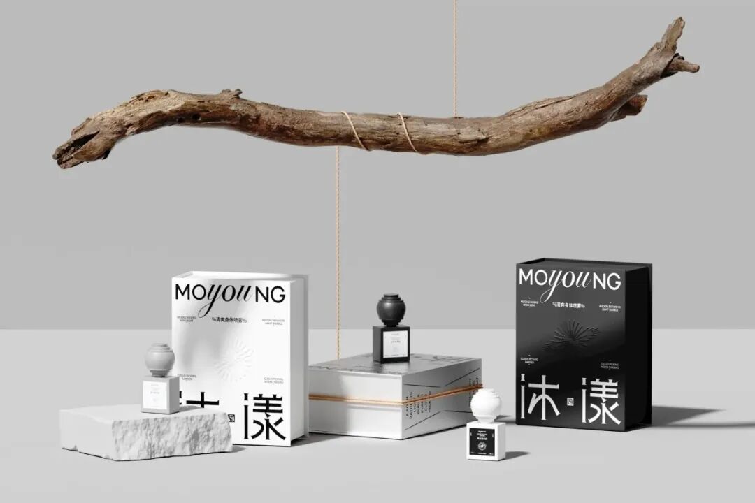 枯树枝背景下的产品陈列