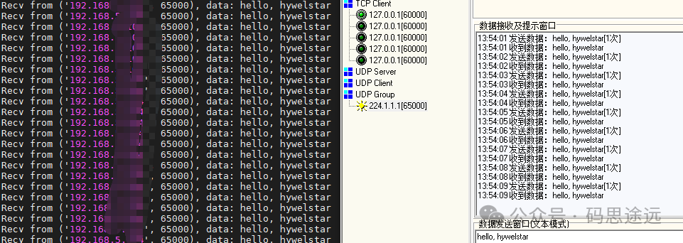 组播数据收发测试结果