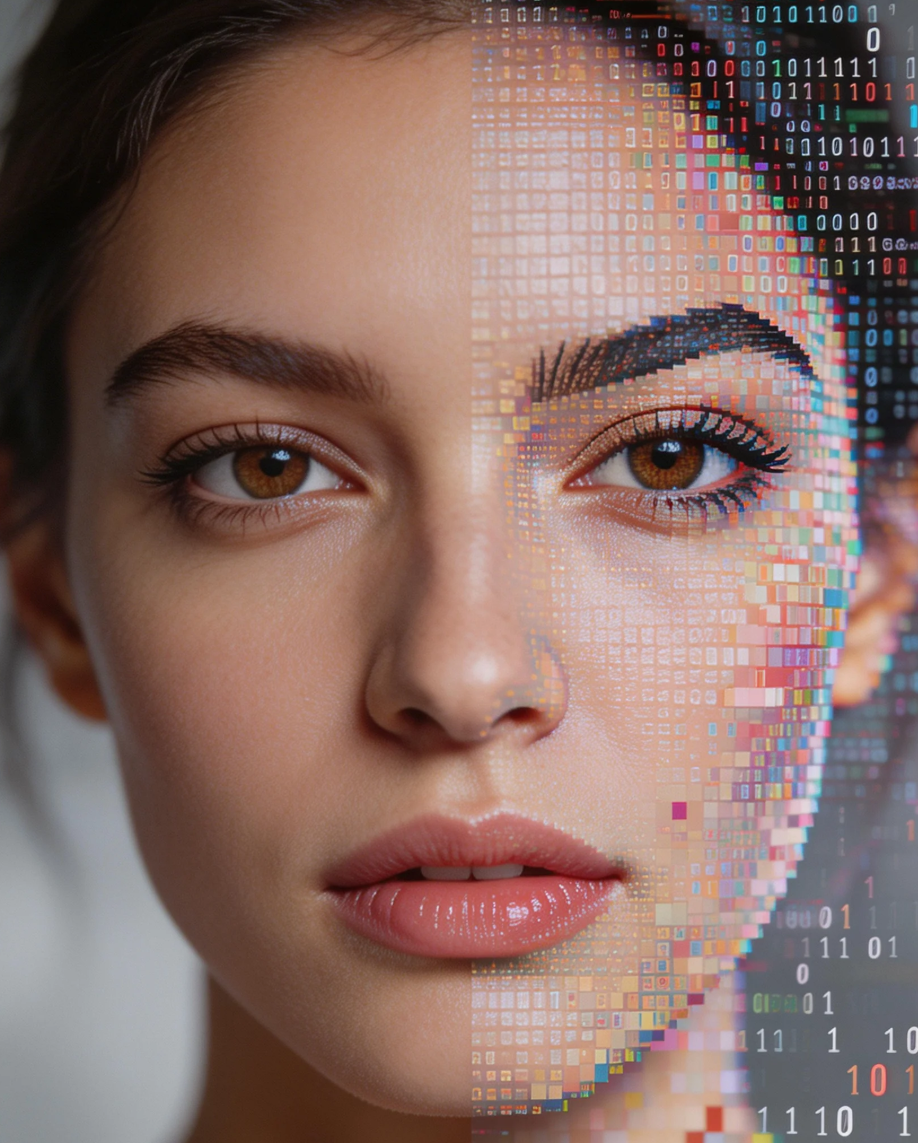 AI与现实融合的女性数字面孔