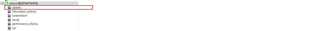 数据库管理工具中的 apiauto 数据库列表