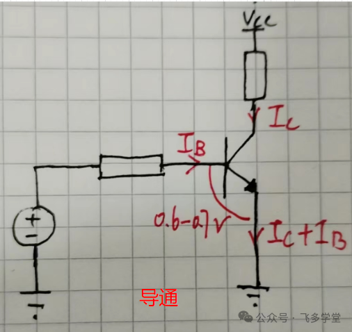 三极管导通状态电路示意图