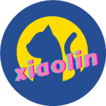 小林coding卡通头像:蓝色背景上的月亮与黑猫