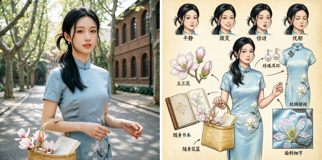 旗袍少女概念设计分解图