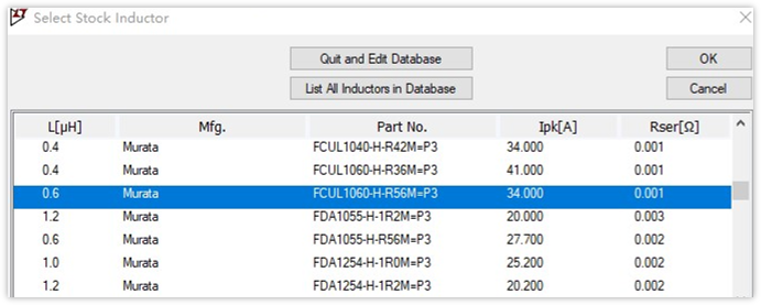 LTspice电感选型界面